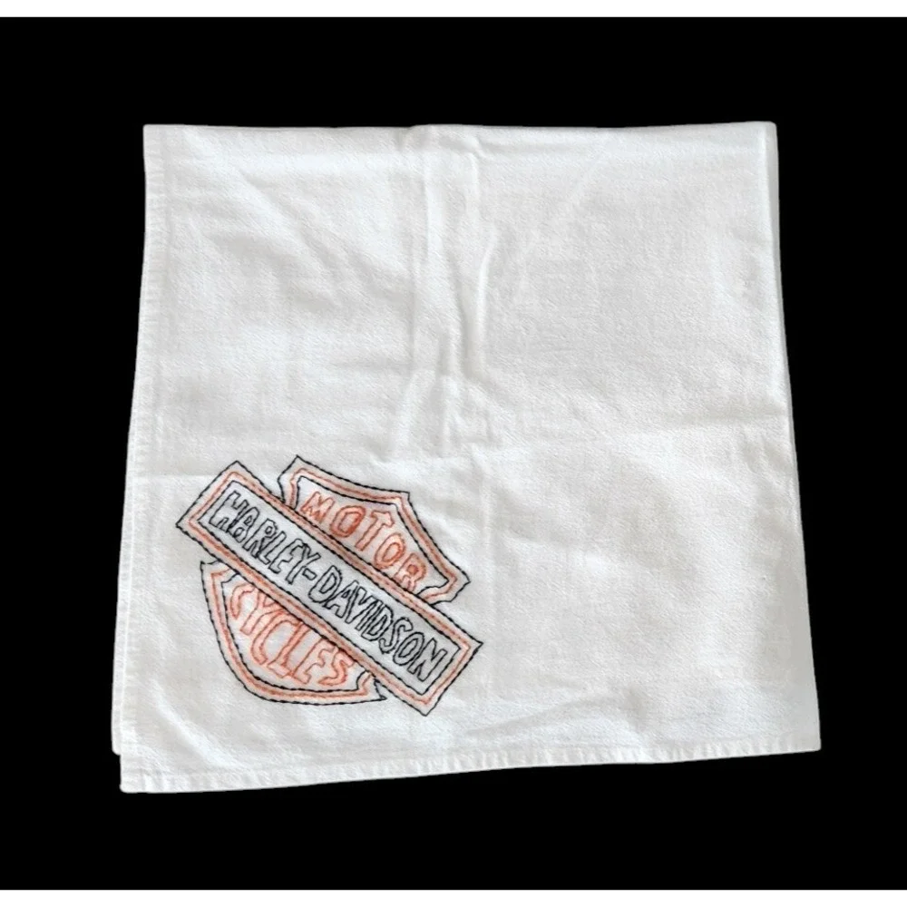 Harley Davidson Square Muslin Scarf 27x27 Handmade‎ Needlepoint - One of a Kind